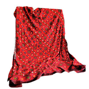 Vintage Embroidered Silk‎ Beaded Sequin Stars & Circles Saree Dupatta Formal